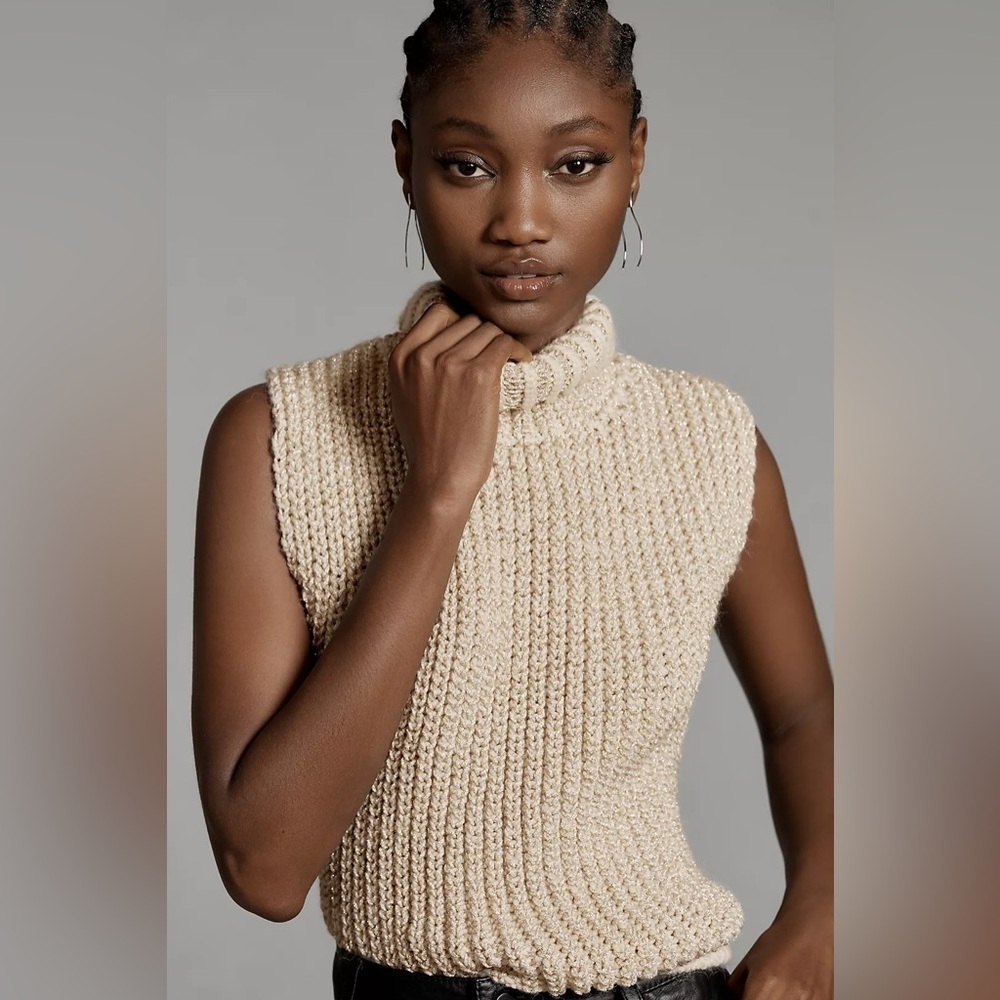 NWT! Anthropologie Pilcro Turtleneck Sweater Vest - Size Medium 🏈